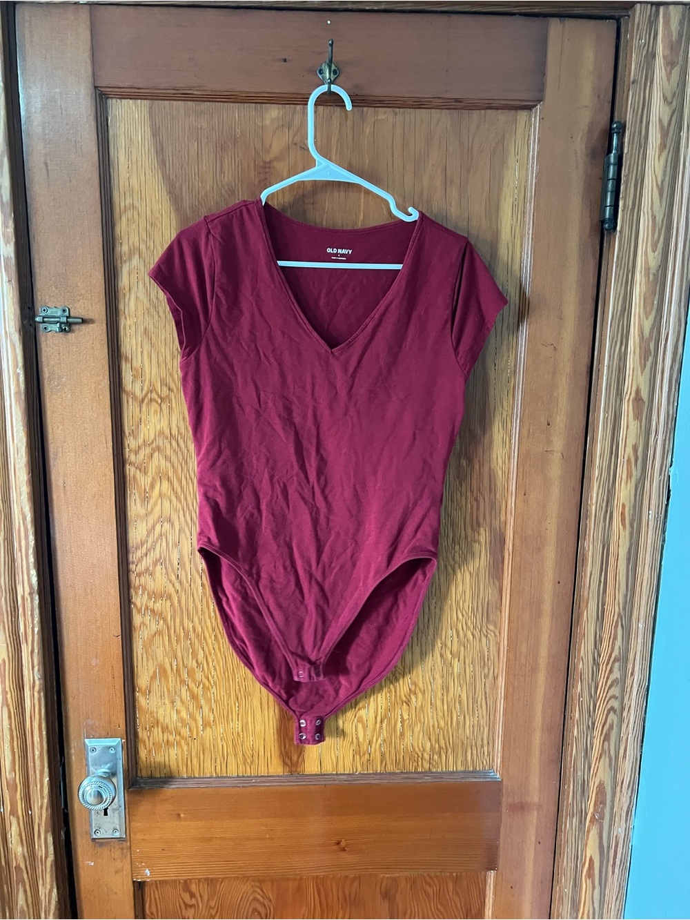 Old Navy Women's V-Neck Wine Red Bodysuit